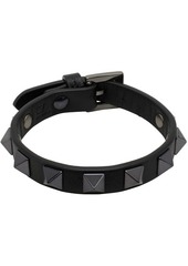 Valentino Garavani Black Rockstud Leather Bracelet