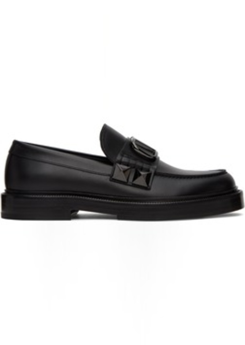 Valentino Garavani Black Stud Sign Loafers