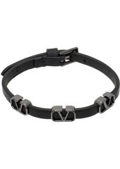 Valentino Garavani Black VLogo Signature Leather Bracelet