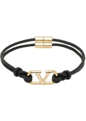 Valentino Garavani Black VLogo Signature Leather Bracelet