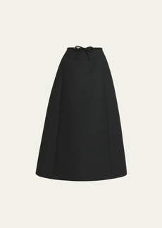 Valentino Garavani Bow Pintuck Wool Midi Skirt