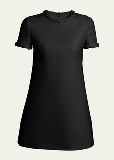 Valentino Garavani Braid Trim Short-Sleeve Shift Mini Dress