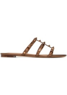 Valentino Garavani Bronze Rockstud Flat Slide Sandals