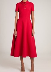 Valentino Garavani Collared Fit & Flare Wool & Silk Midi Dress