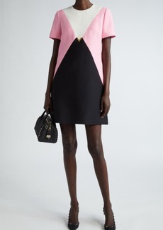 Valentino Garavani Colorblock Wool & Silk Crepe Couture Shift Dress