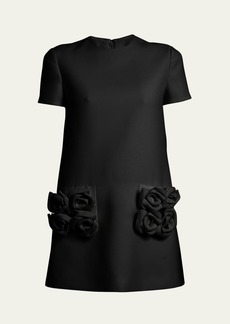 Valentino Garavani Crepe Couture Mini Dress with Floral Applique Details