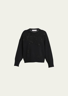 Valentino Garavani Crystal Bow Embellished Wool Sweater