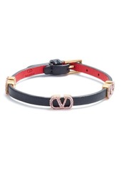 Valentino Garavani Crystal VLOGO Leather Bracelet