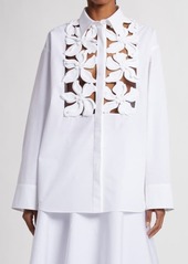 Valentino Garavani Floral Appliqué Oversize Button-Up Shirt