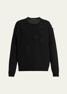 Valentino Garavani Flower Embroidered Wool Sweater