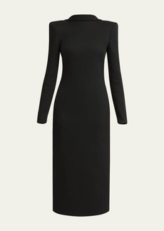 Valentino Garavani High-Neck Bow Backless Column Midi Dress