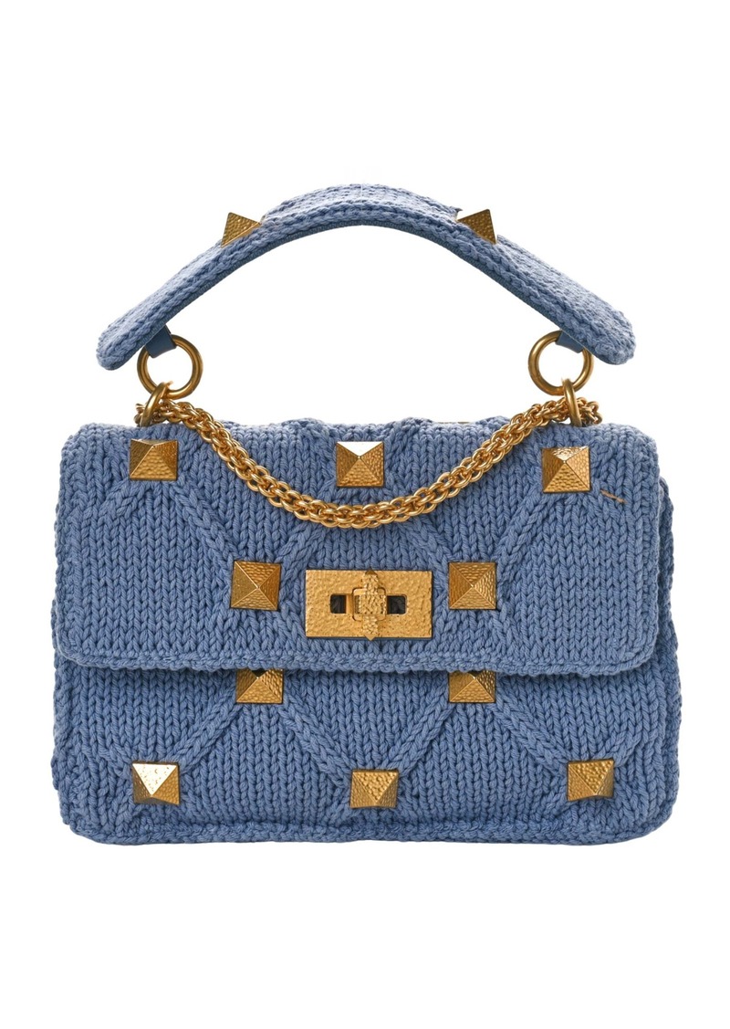 Valentino Garavani Knit Roman Stud Shoulder Bag