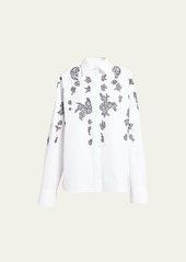 Valentino Garavani Lace Embroidered Button-Front Blouse