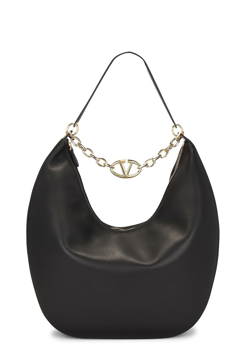 Valentino Garavani Large V Logo Moon Hobo Bag