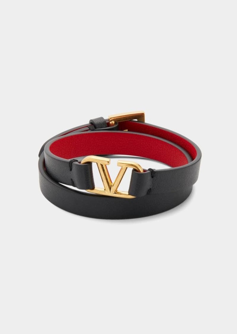 Valentino Garavani Logo Leather Wrap Bracelet