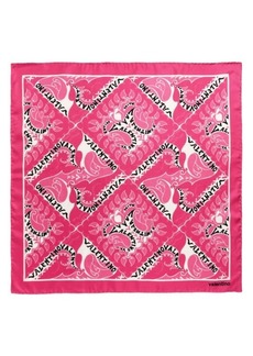 Valentino Garavani Manifesto Bandana Square Silk Scarf in V5P Pink/Pink Pp/Avorio at Nordstrom
