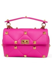 Valentino Garavani Medium Roman Stud Pink PP Quilted Leather Shoulder Bag