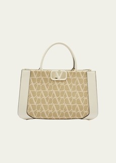 Valentino Garavani Medium VLOGO Iconographe Raffia Tote Bag