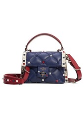 Valentino Garavani Mini Candystud Top Handle Leather Satchel in Pure Blue/Light Ivory/Rosso at Nordstrom