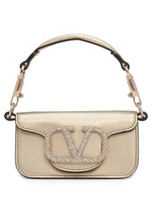 Valentino Garavani Mini Locò VLOGO Crystal Detail Metallic Leather Shoulder Bag