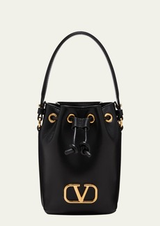 Valentino Garavani Mini VLOGO Drawstring Leather Bucket Bag