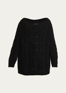 Valentino Garavani Off-Shoulder Cable Wool Sweater