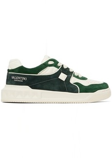 Valentino Garavani Off-White & Green One Stud Sneakers