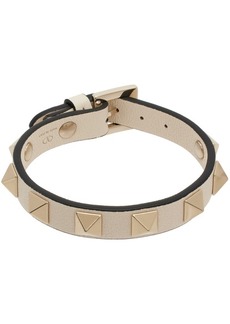 Valentino Garavani Off-White Rockstud Leather Bracelet