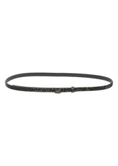 Valentino Garavani One Stud Crystal Embellished Leather Belt