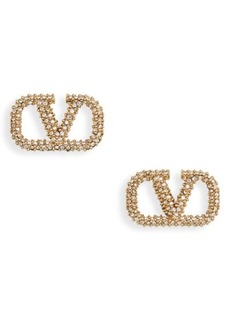 Valentino Garavani Pavé Crystal VLOGO Stud Earrings