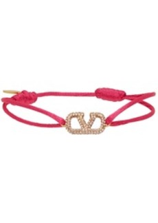 Valentino Garavani Pink Crystal VLogo Bracelet