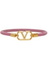 Valentino Garavani Pink Leather VLogo Bracelet