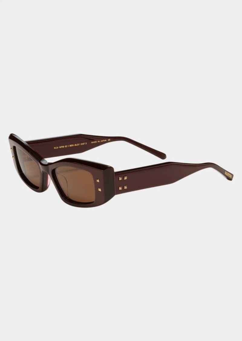 Valentino Garavani Quattro Acetate & Titanium Cat-Eye Sunglasses