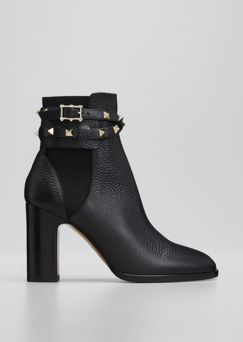 Valentino Garavani Rockstud Buckle-Wrap Ankle Booties