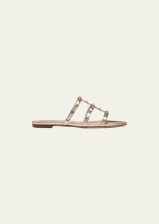 Valentino Garavani Rockstud Caged Calfskin Flat Sandals