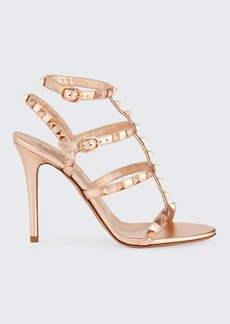 Valentino Garavani Rockstud Caged Metallic High-Heel Sandals