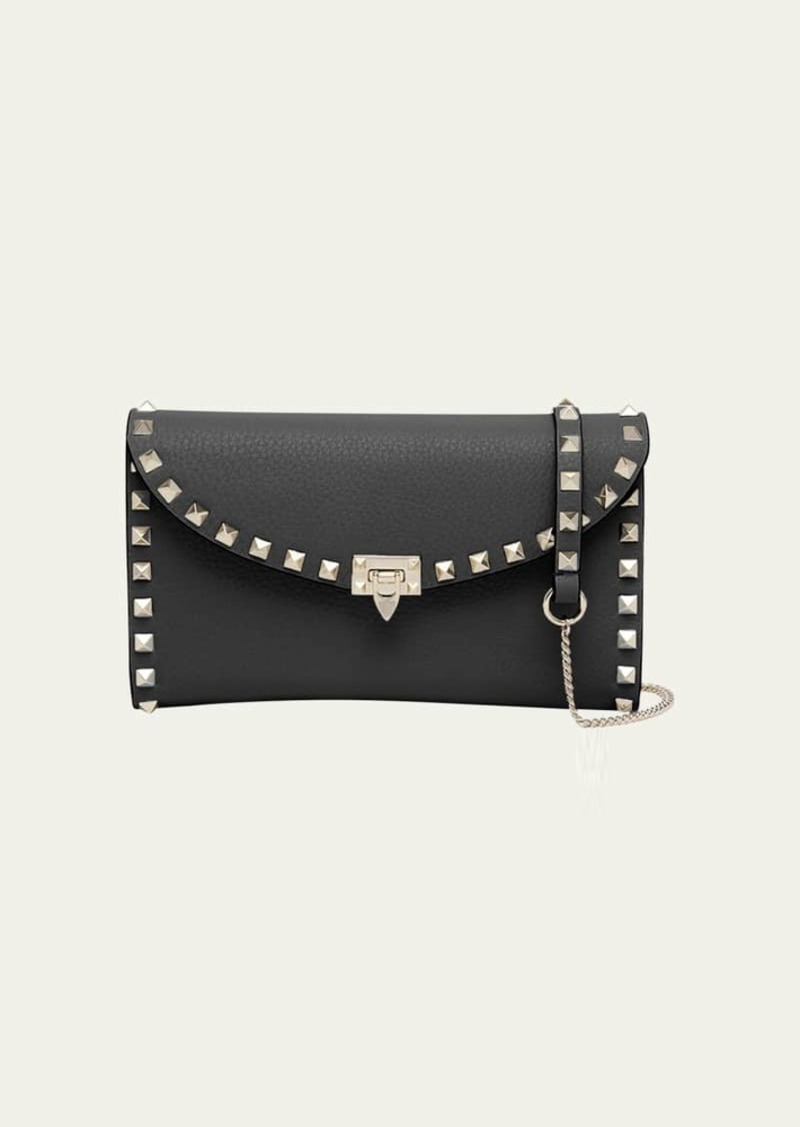 Valentino Garavani Rockstud Flap Leather Wallet on Chain