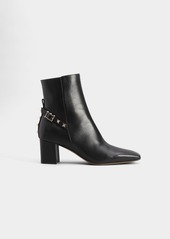 Valentino Garavani Rockstud Leather Block-Heel Booties