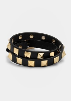 Valentino Garavani Rockstud Leather Double Wrap Bracelet