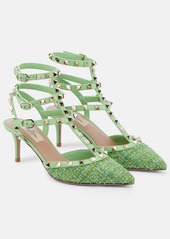 Valentino Garavani Rockstud leather-trimmed bouclé pumps