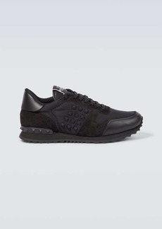 Valentino Garavani Rockstud leather-trimmed sneakers