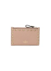 Valentino Rockstud zipped leather cardholder