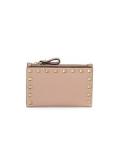 Valentino Rockstud zipped leather cardholder