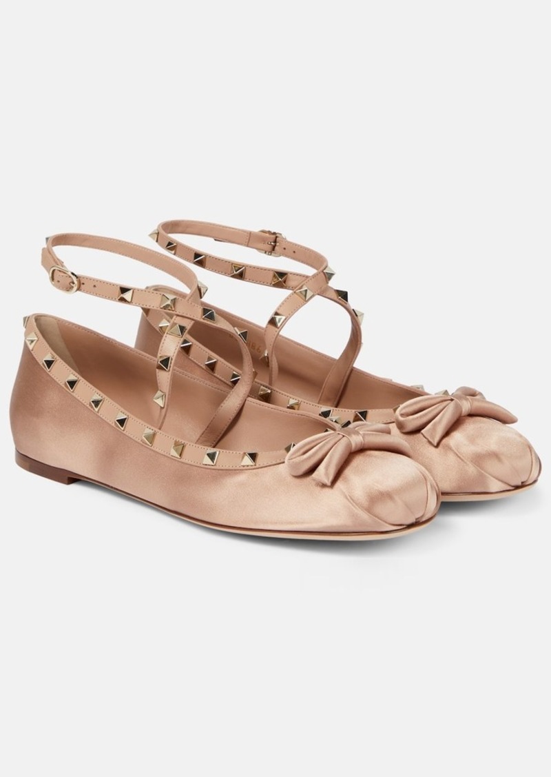 Valentino Garavani Rockstud satin ballet flats