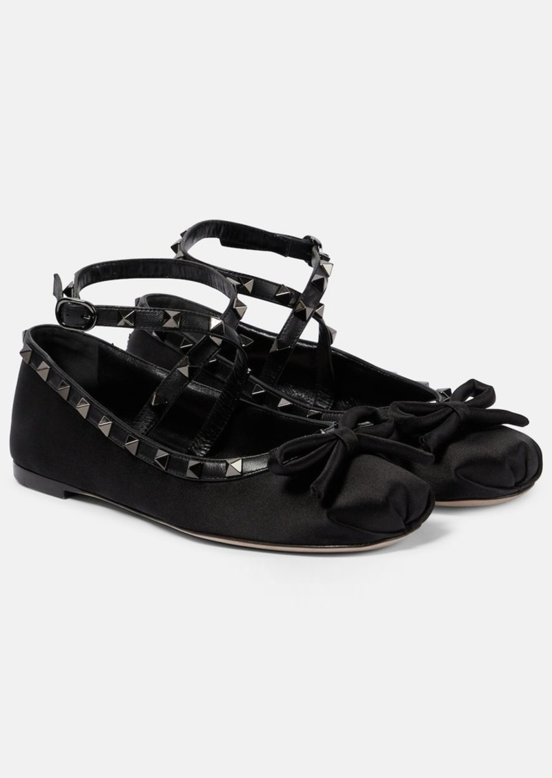 Valentino Garavani Rockstud satin ballet flats