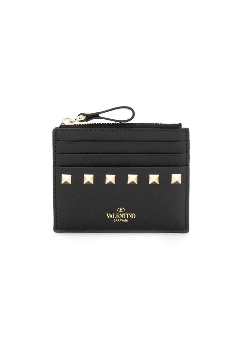 Valentino Rockstud zipped leather cardholder