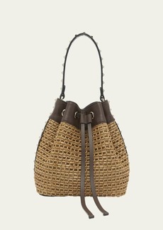 Valentino Garavani Rockstud Woven Leather Bucket Bag