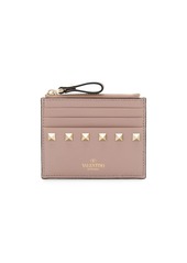 Valentino Rockstud zipped leather cardholder