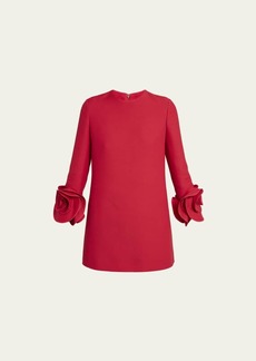 Valentino Garavani Rosette Cuff Wool-Silk Mini Dress