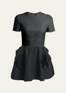 Valentino Garavani Rosette Short-Sleeve Fit & Flare Mini Dress